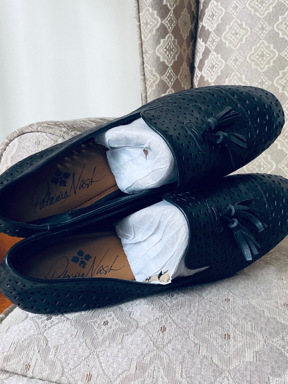 Patricia Nash Francesca Black Laser Cut Tassel Loafers Size 9 - NEW - Picture 6 of 8